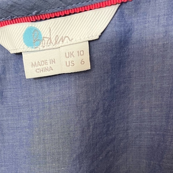 Boden Laurie Ruffle Tassel Sleeveless Top Light Chambray Sz 6 - Picture 2 of 6